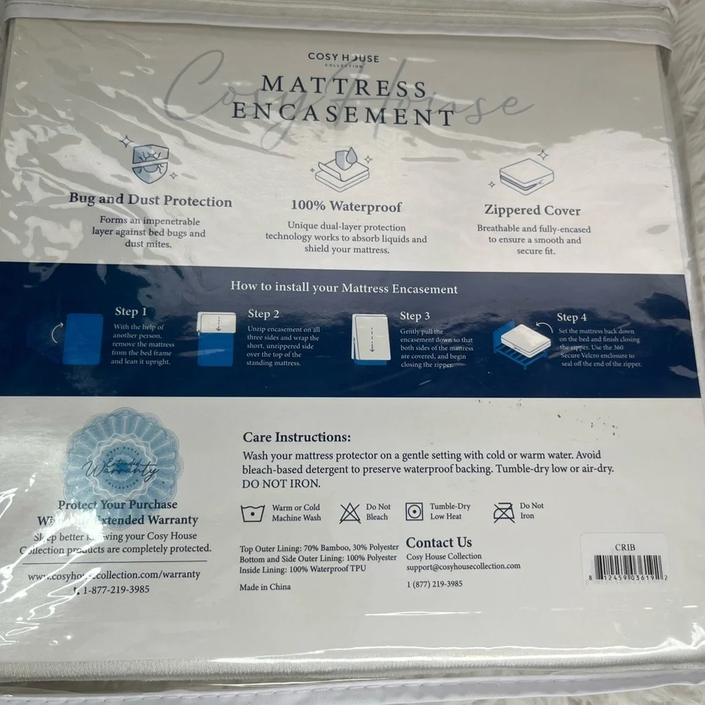 Cosy House Collection Luxury Zippered Mattress Encasement - Crib Size/ Toddler